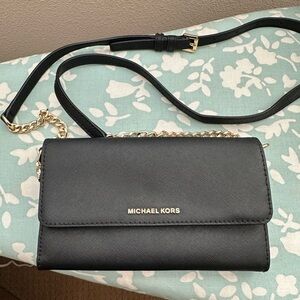Michael Kors Black Crossbody with Gold Chain